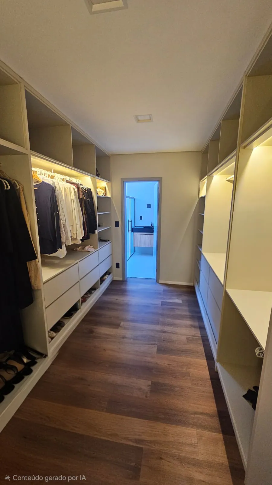 Closet aberto iluminado: Closet